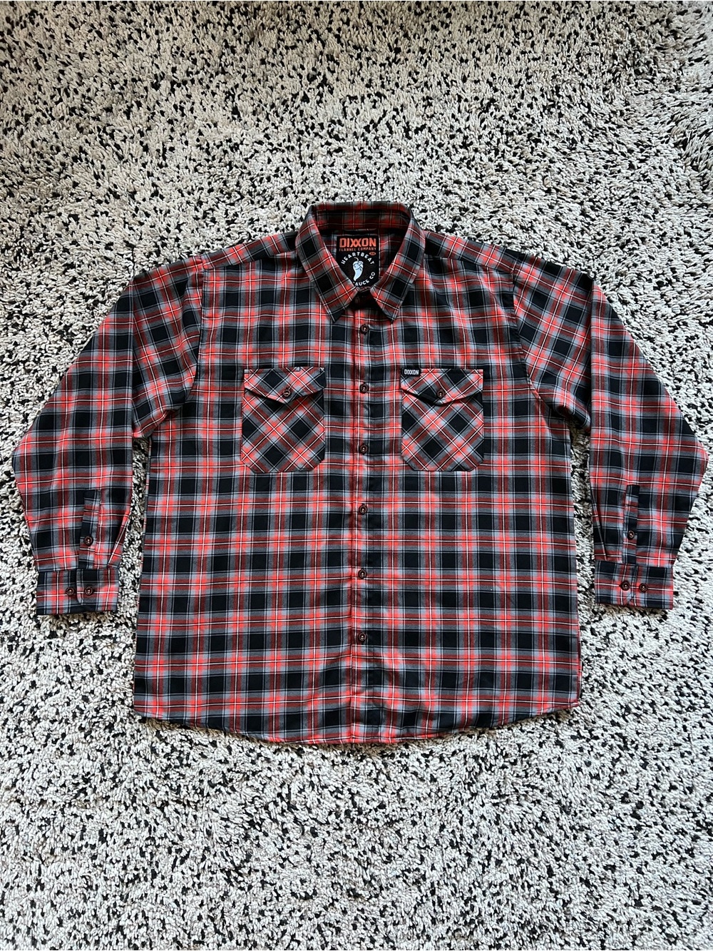 DIXXON Flannel Co Heartbeat Hot Sauce Black Orange Plaid D-Tech Shirt Men’s 3XL